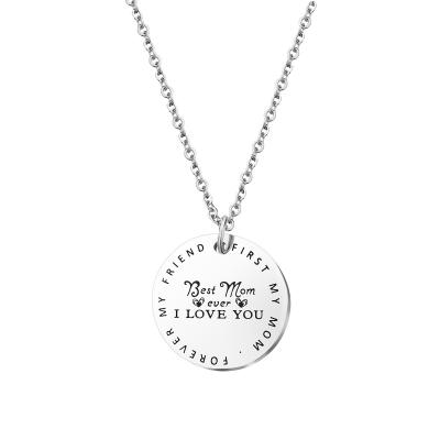 China CLASSIC Trend Women Inspired Custom Logo Necklace Personality Stainless Steel Lettering Round Necklace for sale