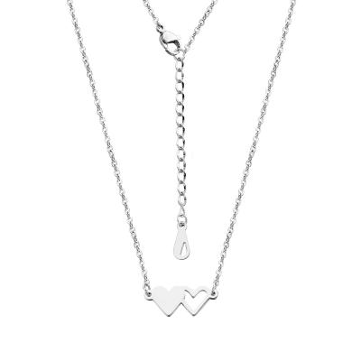 China Trendy Simple Jewelry Women Double Necklace Friendship Stainless Steel Fashion Heart Pendant Necklace for sale