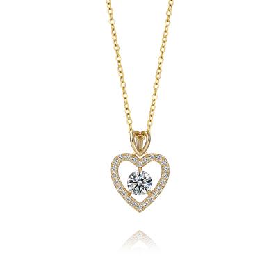 China TRENDY Bling Women Jewelry Gold Plated Brass Crystal Diamond Pendant Necklace Heart Choker for sale