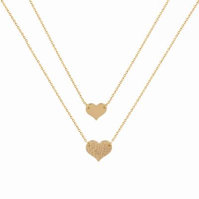 China FASHIONABLE Simple Tasty Women's Chain Necklace Alloy KN54C Gold Plated Heart Double Layer Pendant Necklace for sale