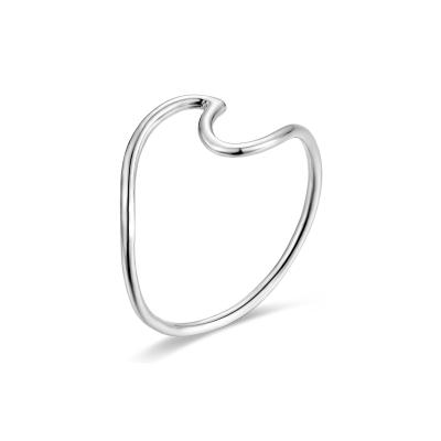 China TRENDY 925 Sterling Silver Ring For Simple Line Waves Curve Girl Gift Ladies Ring Jewelry for sale