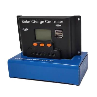 China Dual USB Charger Controller 10A 20A 30A 40A 12V 24V Solar Panel Regulator LCD Display For Lead Acid Batteries PWM Solar Charger Controller for sale