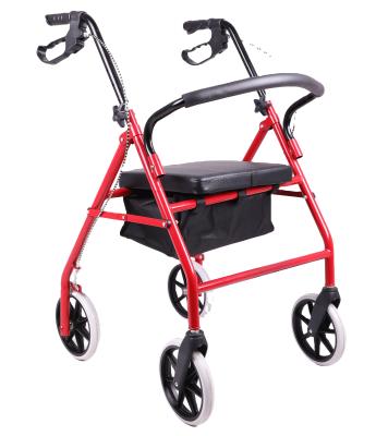 China Hot Sales Iron+PU Adjustable Aluminum Rollator Walker With Seat For Disabled Walking Rollator for sale