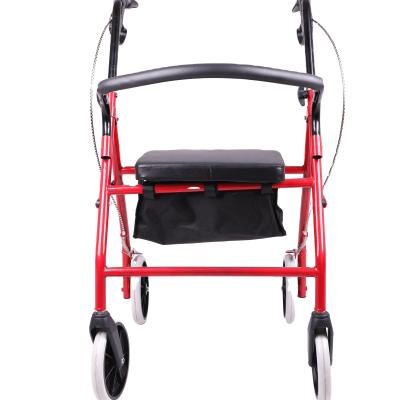 China Wholesale Rehabilitation Rollator Walker Frame For Elder Foldable Iron+PU Rollator Factory for sale