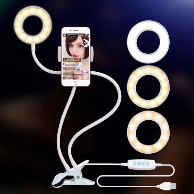 China Modern hot sales 10 low flange gooseneck led desk lamp flexible ring selfie table clip lamp for sale