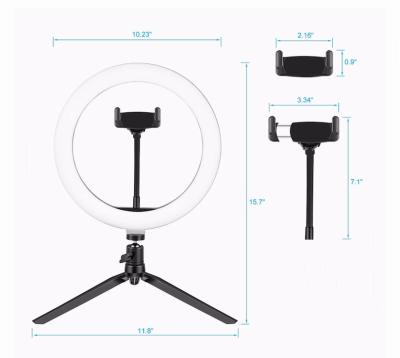 China 10 Inch Modern LED Ring Selfie Fill Light Desktop with Tripod Stand&Phone Holder USB Dimmable Ring Light for Live Stream Broadcast for sale