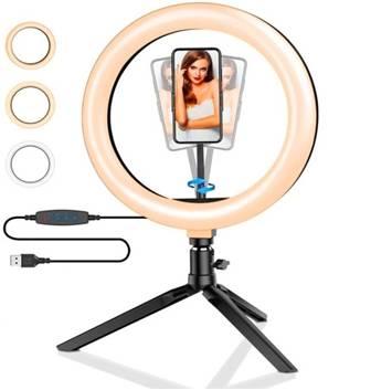 China FX315 (A/B-RGB) Modern 26 cm Ring Fill Light LED 12W 10 inch Selfie Desk Ring with Stand Celophone Desktop Tripod with Ring Light for sale