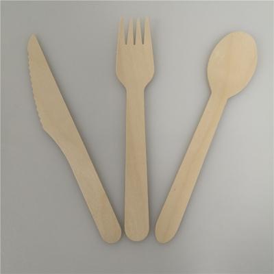 China Wholesale 100% Biodegradable China 160mm Wooden Spoon And Knife Fork Set 165*21.5*1.7mm for sale