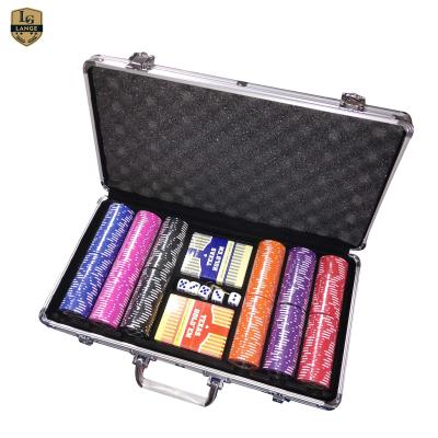 China Wholesale LANGE Casino 300pc Water Proof Aluminum Sliver Clay Poker Chip Set In 14 Gram Case for sale