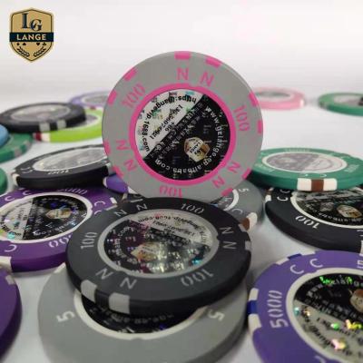 China High Quality Professional Customized Casino Clay Poker Chips With RFID Gaming Game LANGE Sticker for sale