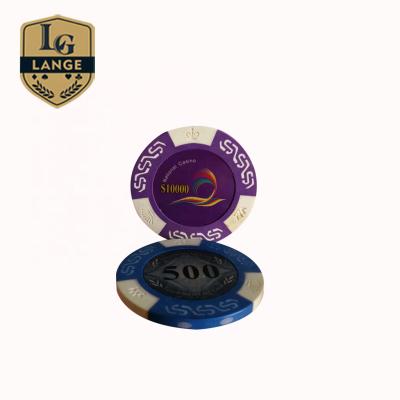 China Smooth Casino Chip Custom Made Surface Laser Sticker Casino 3 Roll Sticker Colorful Poker Chips for sale