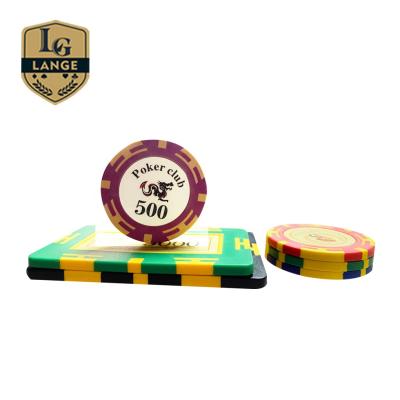 China European Square Z - Stripe Casino Poker Card Games Heavy Chip With Metal Inlay Poker for sale