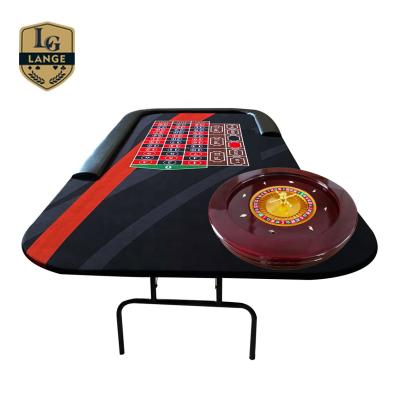 China MDF Wooden Lange 22inch Roulette Wheels Casino Game Roulette Table With Folding Leg for sale