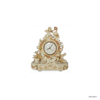 China Wholesale Antique Style Resin Angels Baroque Antique Table Clock for sale