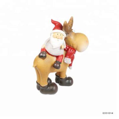 China Christmas Decor Resin Santa Claus On Reindeer Santa Riding A Horse for sale