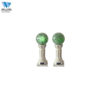 China Roman Columns Garden Balls Light Solar Powered Mosaic Glass Decoration for sale