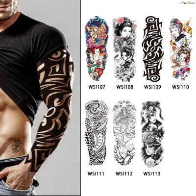 China New Designs Temporary Waterproof Big Arm Sleeve Black Cosmetic Waterproof Flower Mens Dragon Face Flash Tattoo Sticker For Men for sale