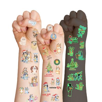 China Temporary Adhesive Luminous Tattoo Stickers Christmas Cute Cartoon Pattern Party Decorations For Kids for sale