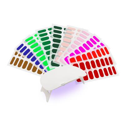 China New Arrival Factory Discount OEM 10pcs Gel Nail Polish Decoration Custom 16 Strips Eco-friendly Gel Nail Sticker Set With UV Lamp Free for sale