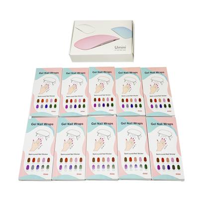 China IFASHION Eco-friendly 10pcs/set Japan Korean Semi-cured Mixed Gel Nail Sticker Christmas UV Set for sale