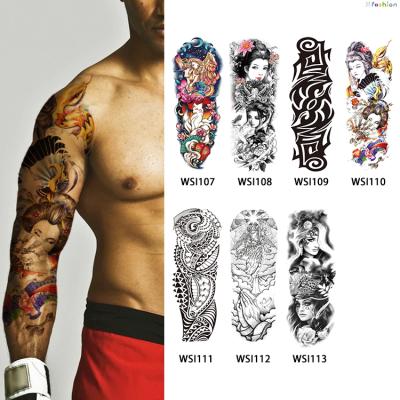 China Large Temporary Sleeve High Quality Tribal Japanese Geisha Waterproof Temporary Tattoo Sticker for sale