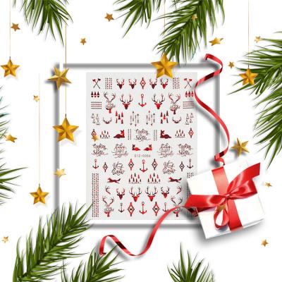 China 2021 New Non-Toxic Nail Art Stickers Christmas Nail Decal Christmas Tree Elks Nail Sticker for sale