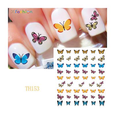 China Non-toxic color butterfly wave nail sticker tomoni foils product 3d butterfly stickers bar butterfly nail decal volume for nails for sale