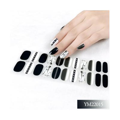 China 2021 Eco-friendly wholesale custom decoration real nail polish sticker gel nail sticker 22 tips nail art wraps for sale