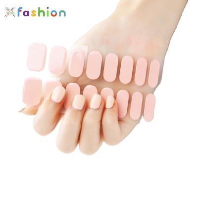 China Light Green Adhesive Nail Art Beauty Nail Stickers Wrap Gel Strip Semi Cured Full Nail Gel for sale