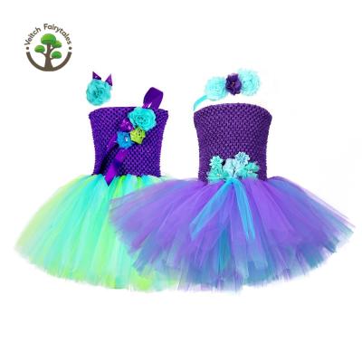 China Washable Child Kids Girl Christmas Photography Prop Flower Dress Up Cosplay Costume Fluffy Tulle Tutu Layered Dress With Headband for sale