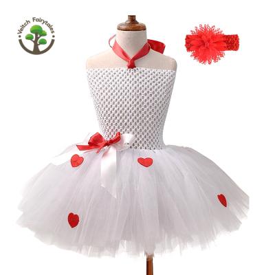 China Child Kids Girl Christmas Ball Dress Heart Washable Red Dress Up Cosplay Costume Tulle Tutu Dress Fluffy Layered Outfit With Headband for sale