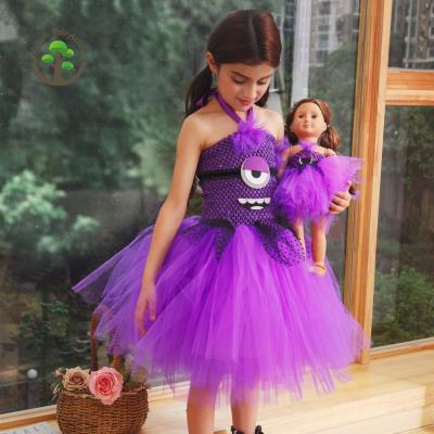 China Washable Child Kids Girl Wedding Ball Pageant Minions Love Princess Dress Up Cosplay Costume Tulle Tutu Dress Fluffy Layered Outfit for sale