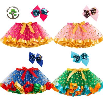 China Breathable Princess Dance Tutu Skirt Dress Up Costume Mini Fluffy Layered Tulle Child Baby Carnival Cosplay Ballet With Hair Bow Clip for sale