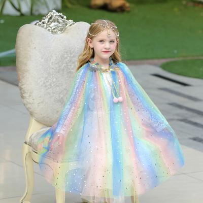 China Veitch Fairytales Casual Kids Birthday Shiny Dress Up Costume Tulle Adorn Sequin Princess Cloak Cape For Cosplay Kids Babies for sale