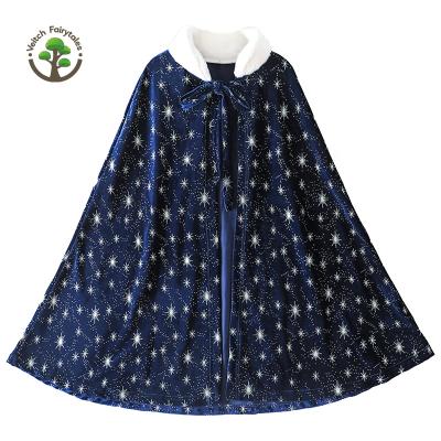 China Lovely Casual Kids Christmas Halloween Dress Up Teens Little Girls Princess Cloak Cape For Cosplay Costume Velvet Fur Collar Snow for sale