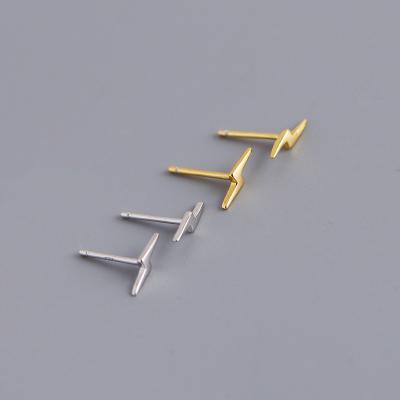 China simple fashion 18K Sterling Silver Non-fading 925 gold plated minimal lightning studs earring small Earings for women 2021 for sale