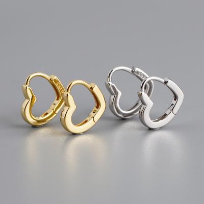 China European Simple Design 925 Sterling Silver 18K Non-fading Gold Plated Love Heart Circle Earrings Shape Earrings 2021 Trend for sale