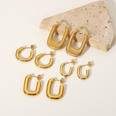 China Non-fading 18K PVD Gold Plated Stainless Steel Hoop Earring Around Chunky DC Dangle Statement Earrings Luxury Jewelry For Women Girls for sale