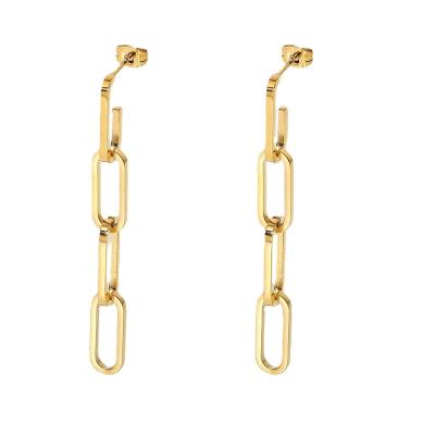 China Hot Fashionable 18K Gold Cuban Link Earring Cuban Link Earrings Women Non-fading Chain Earrings Women Stainless Steel Long Chain Jewelry statistics for sale