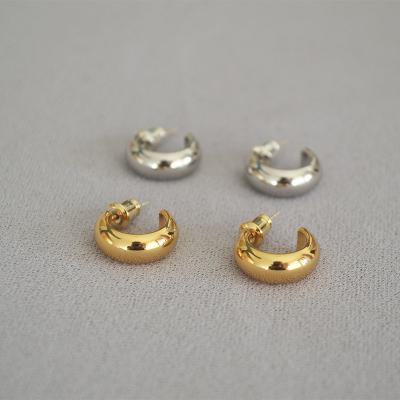 China Wholesale High Quality Fashionable INS Non-fading Gold Plated Brass C Shaped Stud Circle Earrings Jewelry Women CC Studs Luxury Jewelry earrings for sale