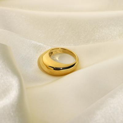 China IDS Vintage Fashion Rings 18K Non-fading Gold Plated Stainless Steel Chunky Rings Jewelry Women Finger Ring High Quality for sale