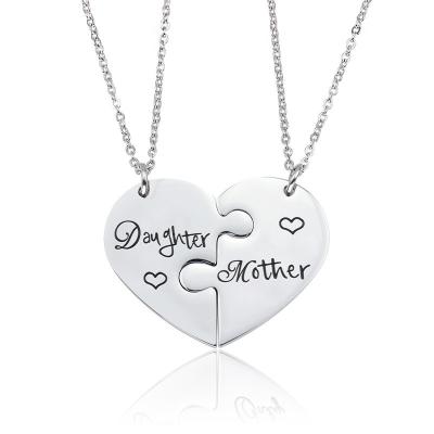 China 18K Gold Plated Mom Daughter Necklaces 316L Stainless Steel Non-fading Heart Necklace For Mother's Day Gifts 2021 for sale