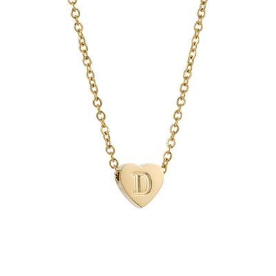 China 316L Stainless Steel Non-fading Custom 18K Gold Plated 26 Initial Letter Necklace Heart Letter Titanium Steel Necklaces For Women for sale