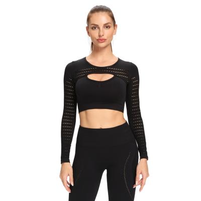 China Breathable Sport Set Seamless Fitness Yoga Women 2 Piece Sets Long Sleeve Fitness Active Wear Yoga Fashionable Suit for sale