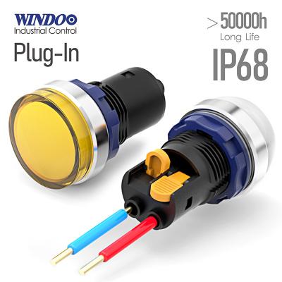 China PA66 WINDOO 22mm IP68 3V 12V 24V 48V 110V 220V Waterproof PA66 WINDOO 22mm Highlight Metal LED Yellow Green Blue Red White Lamp for sale