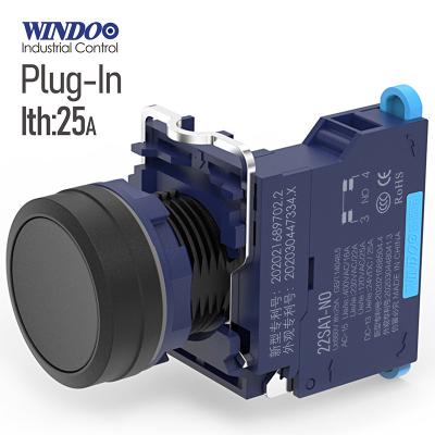 China WINDOO 22mm Second High Power 25A Anti-vandal Spring Quick Terminal 1 Connector Quick Push Button Switch WDN22SA2-P for sale