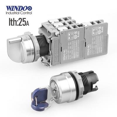 China WINDOO 25A Power Button Switch Master Switch With Light 12v 220v 24v Continue Latching 2 3 Momentary Position WDN22SA2-P for sale