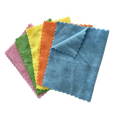 China Factory Stocked Hot Selling Microfiber Knitting Edgeless Ultrasonic Cut Towel For Dish Household Cleaning for sale