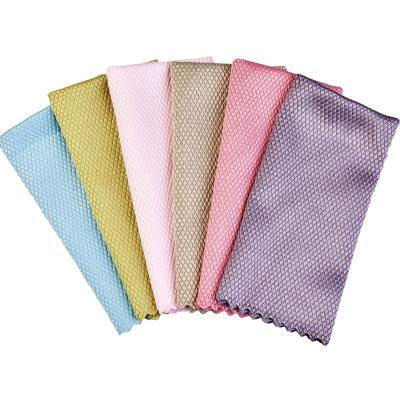 China Car Windows Washcloth 280gsm 30*40cm Stocked Glass Polishing Fish Measures Microfiber Cloth Kitchen Home Cleaning Towel for sale