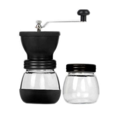 China Car Making Coffee Tools Powder Grinding Glass Grinder Manual Coffee Grinder With Glass Container for sale